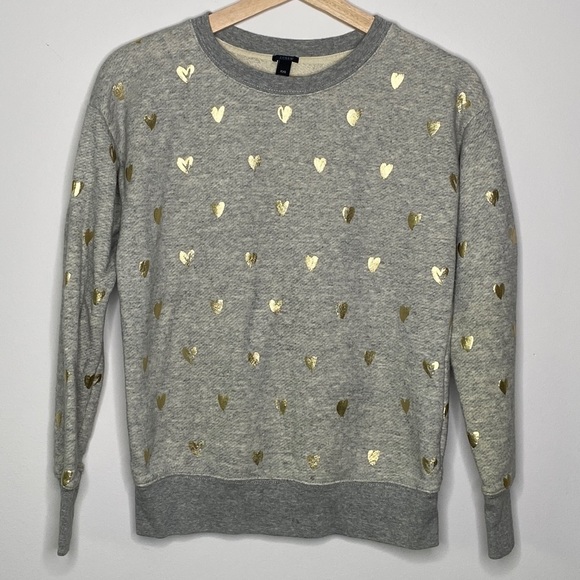 J. Crew Tops - JCREW Gold Foil Hearts Sweatshirt